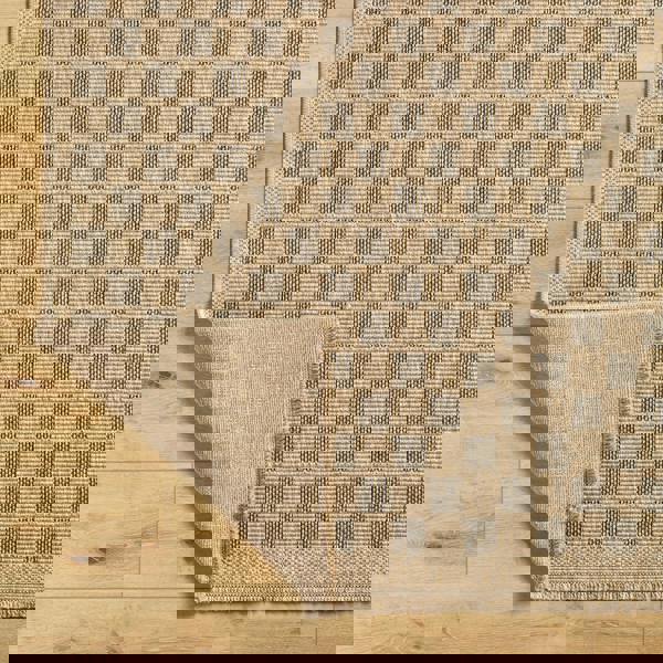 Livabliss Mirage-Cottage Tan Black Checkered Fringe In- & Outdoor Jute-Look Rug