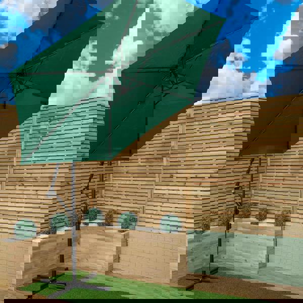 Samuel Alexander 3m Hanging Banana Cantilever Garden Parasol with Cover in Green