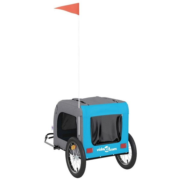 Berkfield Dog Bike Trailer Blue and Grey Oxford Fabric and Iron