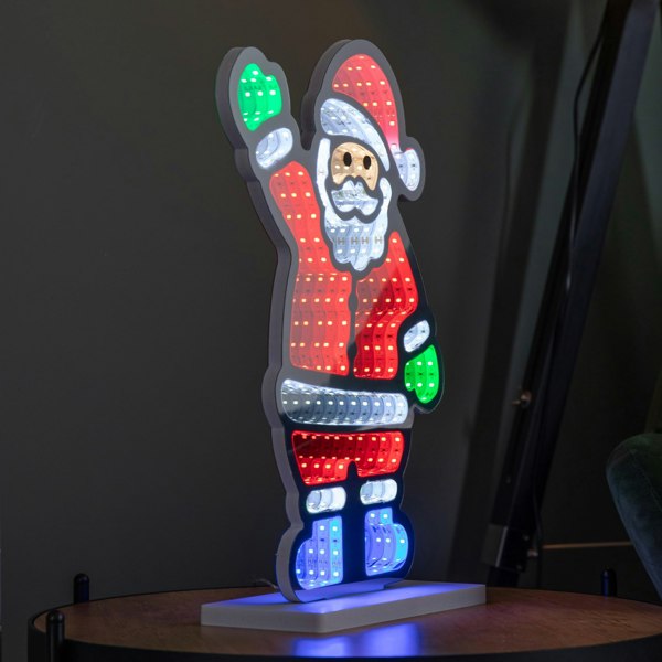 Samuel Alexander 40cm Light up Waving Santa Infinity Light Christmas Decoration with Multi-Coloured LEDs
