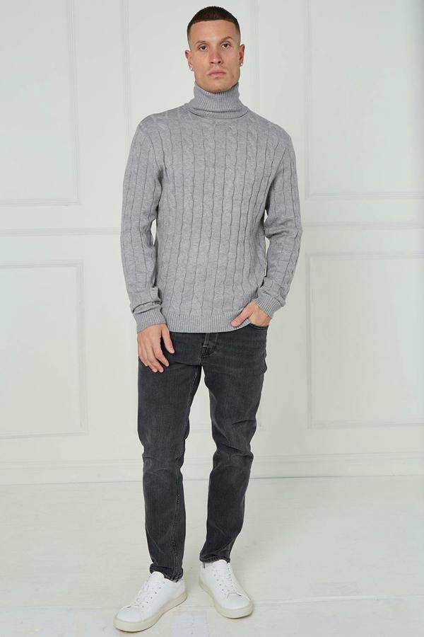Men’s Cable Knit Turtleneck Jumper