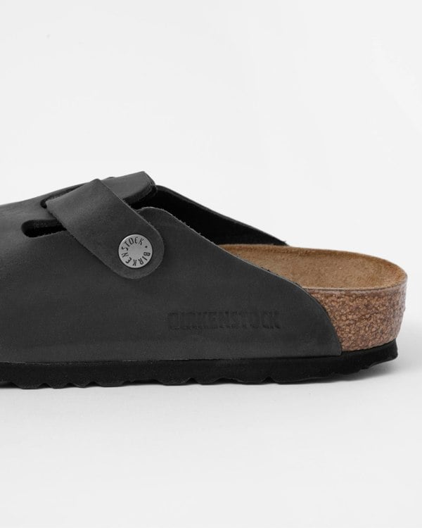 Birkenstock Boston Oiled Nubuck Leather Unisex Clogs - Black
