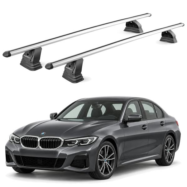 Green Valley Aluminium Roof Rack Bars, Fits BMW 3 Series 4dr 2020+ onwards, Aerodynamic Complete System + Locks