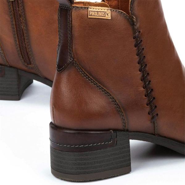 Pikolinos Women's Pikolinos Malaga Cuero Brown Leather Ankle Bootie Zip Mid-Heel Everyday Boots