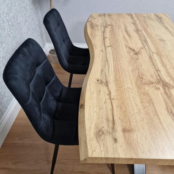 Kosy Koala Modern Dining Table Set with 2 Black Velvet Chairs and 1 Black Bench  Dining Room Furniture Set