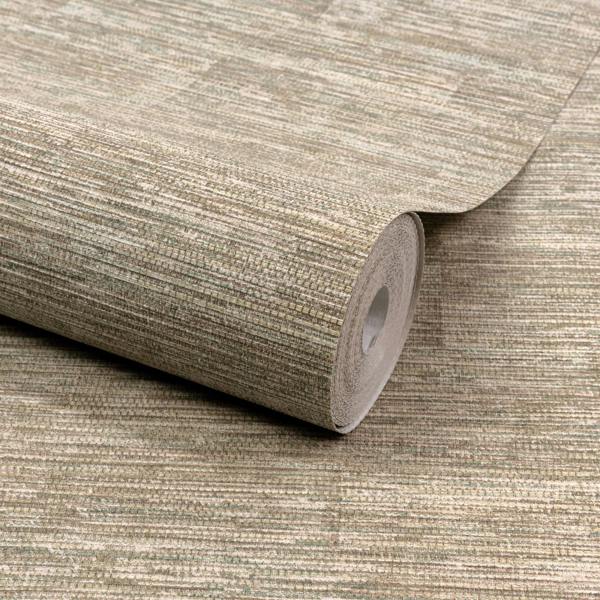 Grandeco Boutique Johor Fabric Blocked Stripe Luxury Weight Embossed Wallpaper, Neutral