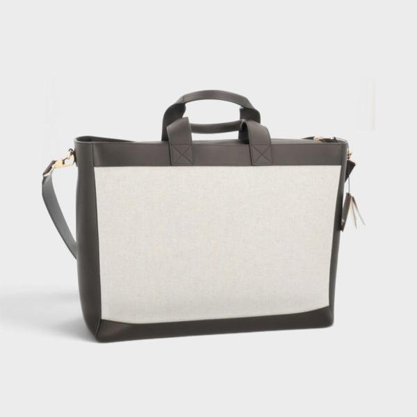 Burberry Two Way Ormond Canvas Leather Bag Beige Black