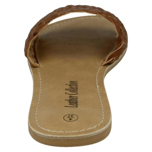 Leather Collection Ladies Leather Collection Flat Weave Mule Sandals