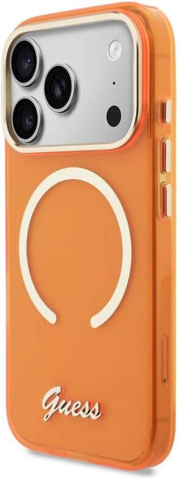 Guess IML Script Metal Logo Case with MagSafe for iPhone 17 Pro 6.3" Orange - GUHMP17L5HTCSMSO