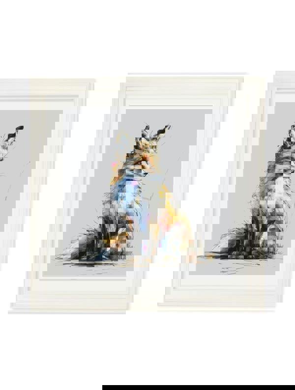 Exceptional Art Little Fox Cosy Sketch - Cream Hurstwood square frame