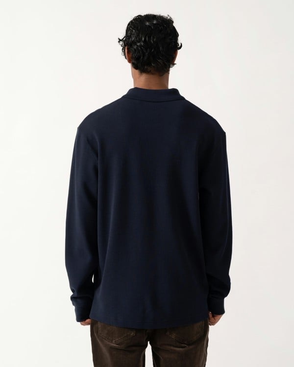 BOSS Orange Petempestolong Mens Long Sleeve Polo Shirt - Dark Blue 404
