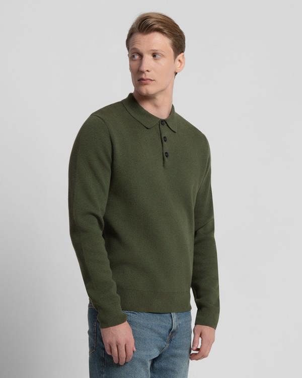 Steel & Jelly Heavy Milano Knit Long Sleeve Polo Shirt
