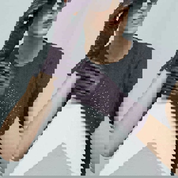 Infinity Leather Women’s Leather Studded Wool Lining Fashion Gloves