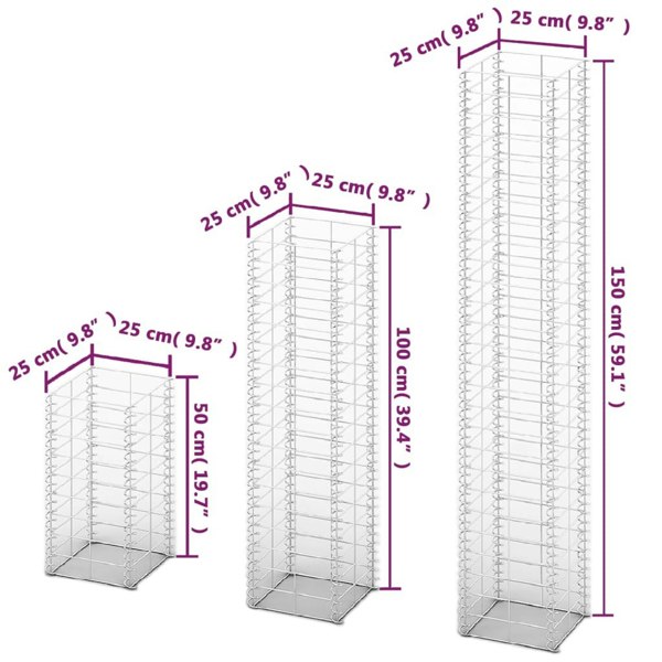 Berkfield 3 Piece Gabion Set Galvanised Wire