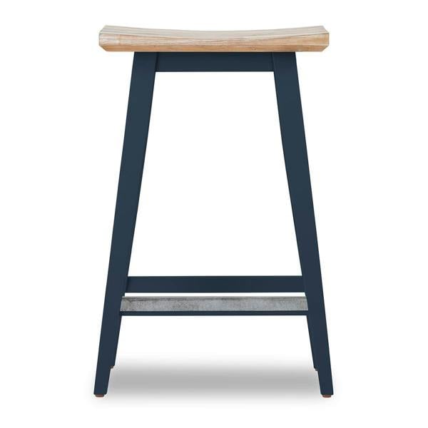 Statement Furniture Florence Wooden Bar Stool with Legs H65cm, Acacia Hardwood Rectangular Seat
