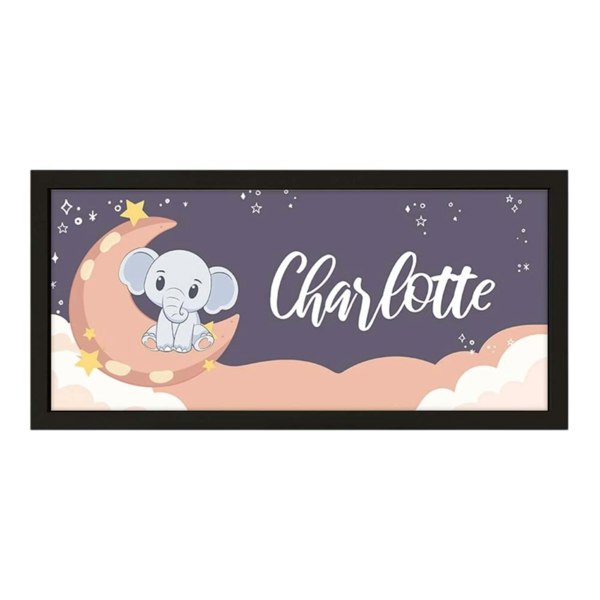 Personalised Wall Art Framed Print Nursery Elephant Moon