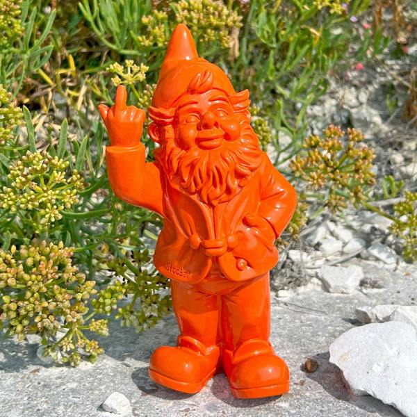 Stoobz Orange Middle Finger F**k You Garden Gnome 20cm