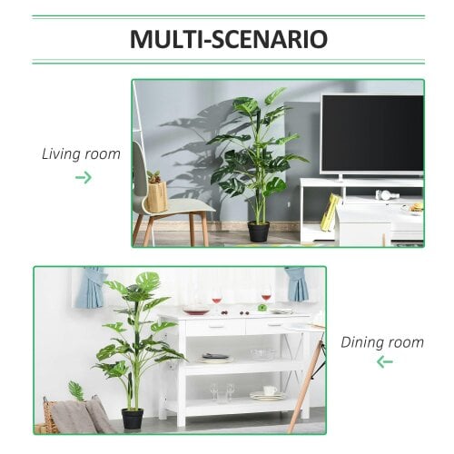 Wyld Haus Doka Large Artificial Monstera Style Tree With 21 Leaves In Decorative Pot