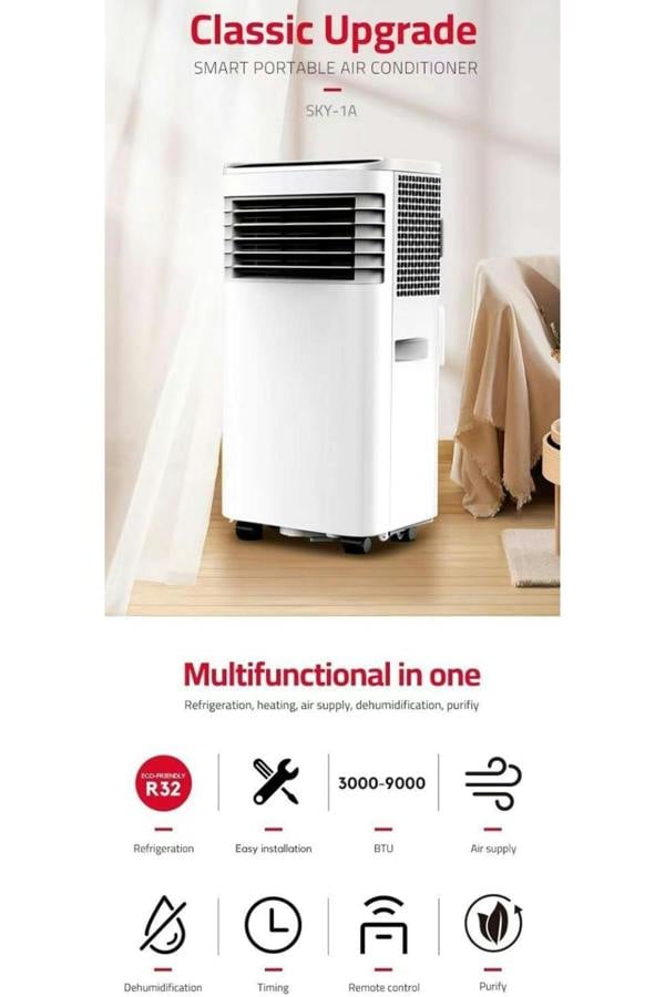 Dyzi 12000 BTU 4-in-1 Portable Air Conditioner Heater Fan Dehumidifier