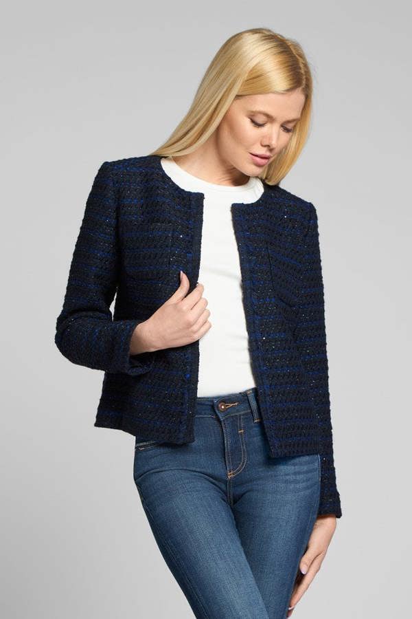 Rumour London Camille navy tweed jacket