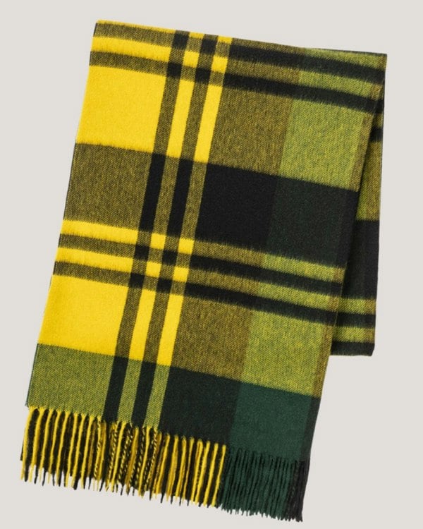 Joshua Ellis Primary Black Watch Cashmere Stole Yellow