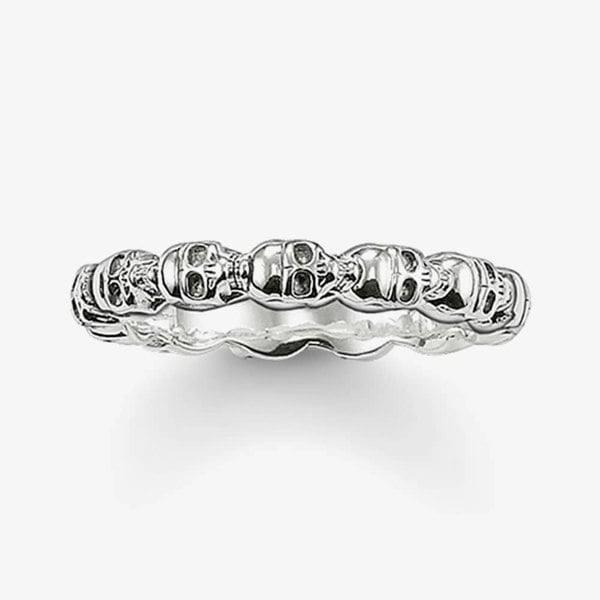THOMAS SABO Silver Narrow Skull Band Ring TR1922-001-12