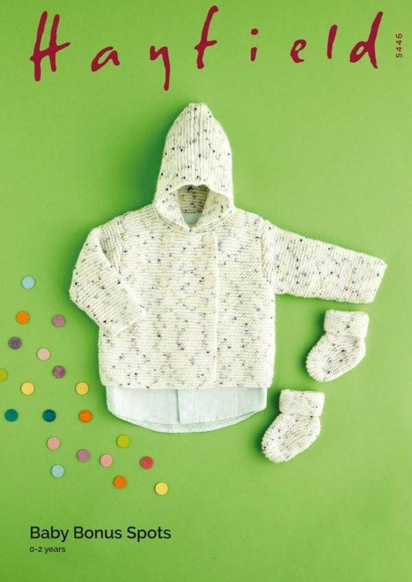 Hayfield Baby Bonus Spots DK Knitting Pattern 5446, Hoodies, Shoes for Baby, 0 - 2 Years - Easy