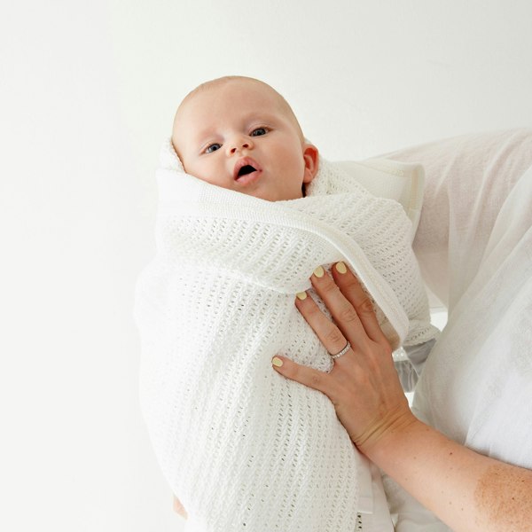 Luxury Organic Baby Blanket with Satin Edging – White & White - The Tiny Bed Company™