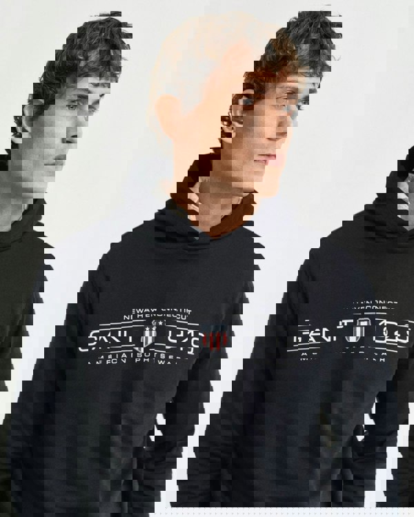 GANT Mens Pullover Graphic Hoodie - 5 Black