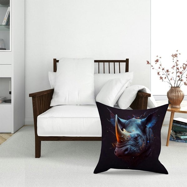 Warren Reed Rhino Face Splashart Floor Cushion