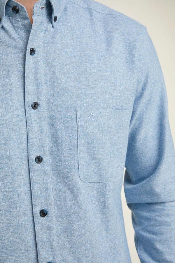Blue Warm Handle Button Down Collar Casual Shirt
