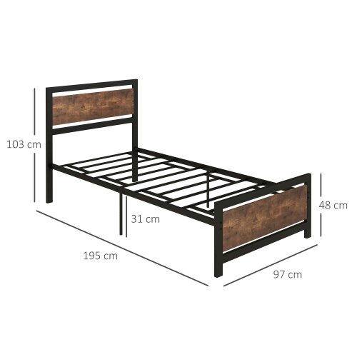 Wyld Haus Lemisa 3FT Single Metal Bed Frame with Headboard and Footboard