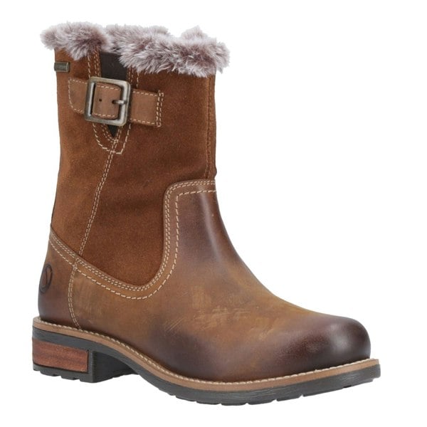Cotswold Kemerton Leather Women's Tan Winter Mid Calf Boots