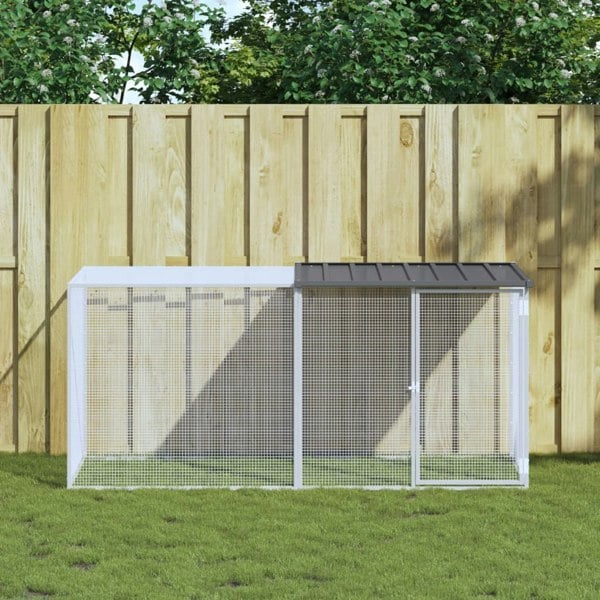 Berkfield Chicken Cage with Roof Anthracite 203x98x90 cm Galvanised Steel