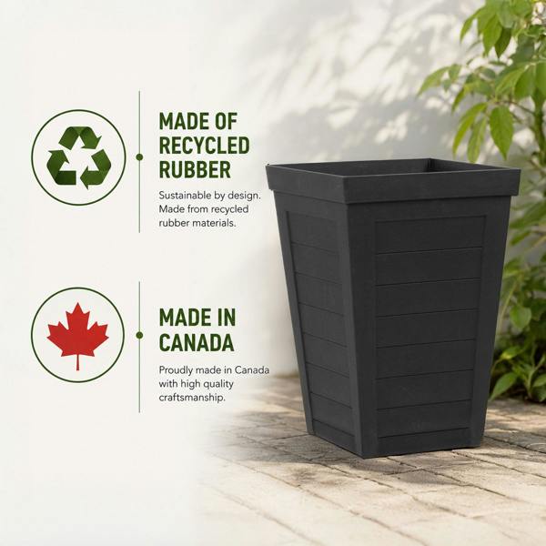 Nicoman Savana Black Plank Recycled Rubber Plant Pot