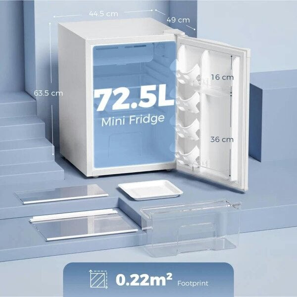 73 L Mini Fridge with Chiller Box, Single Door Compact Refrigerator, Adjustable Thermostat, Reversible Door, White
