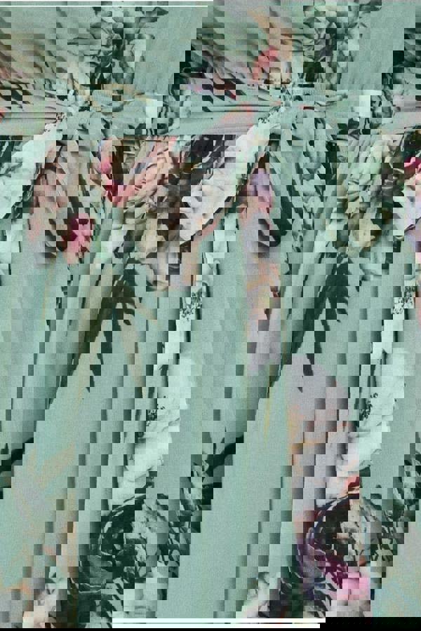 Floral Printed Flutter Sleeve Chiffon Midi Dress - Sage Green DR4515