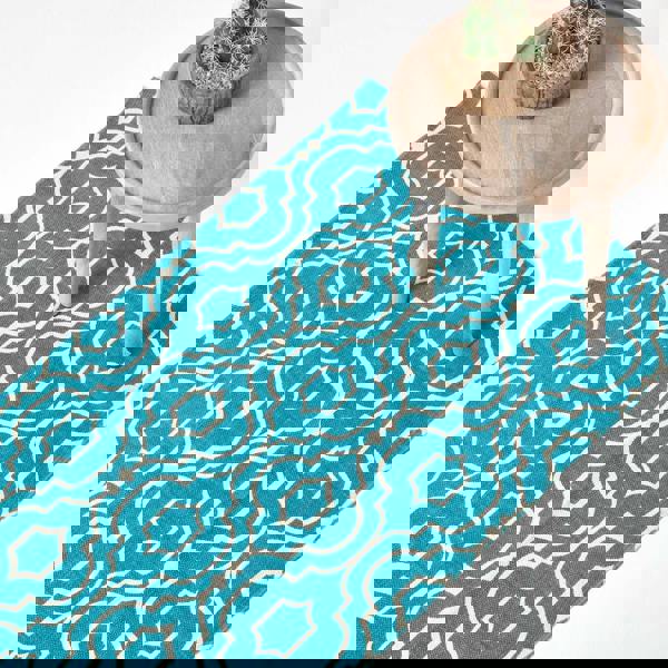 HOMESCAPES Riga 100% Cotton Printed Patterned Rug