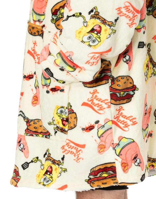 SpongeBob SquarePants Unisex White Krabby Patty Blanket Hoodie