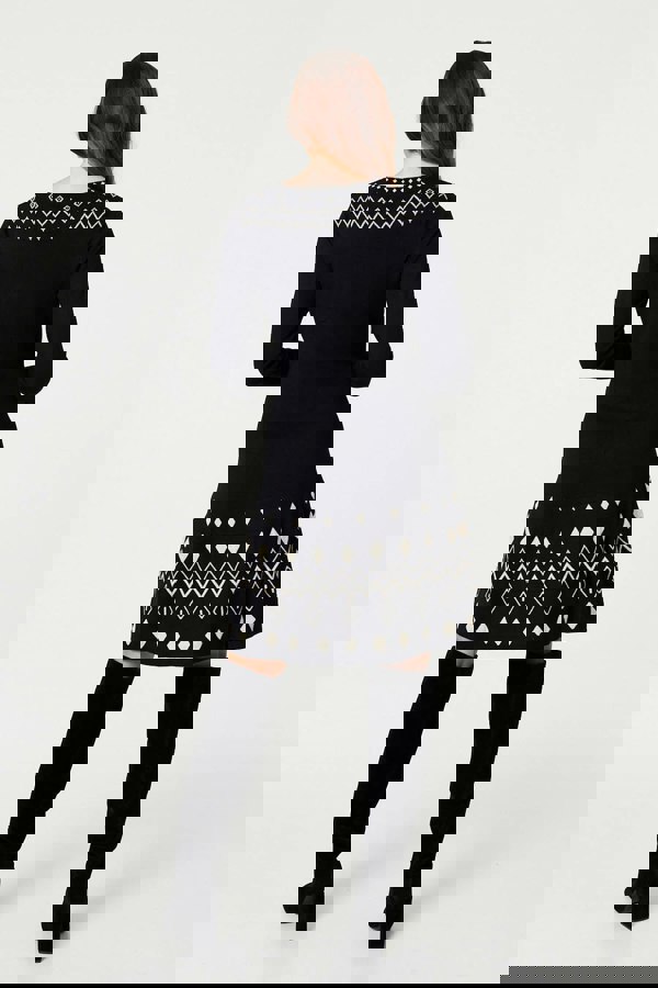 Black | Printed Knit Skater Dress