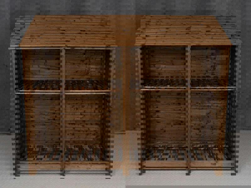 Arbor Garden Solutions Wooden Log Store with Shelf W-227cm, H-126cm or 180cm, D-88cm - Brown Finish