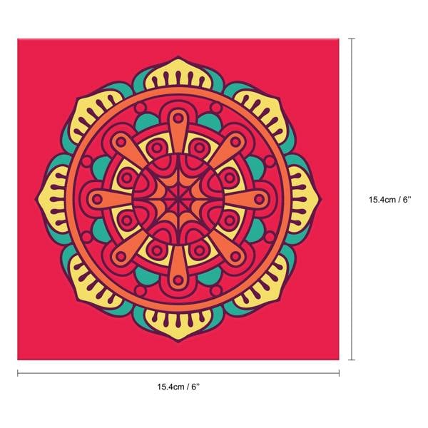 Colourful Mandala Spanish Glossy 3D Sticker Tile 15.4 cm (6 in) - 16pcs in a pack