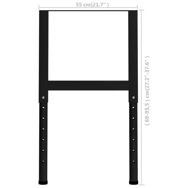 Berkfield Adjustable Work Bench Frames 2 pcs Metal 55x(69-95.5) cm Black