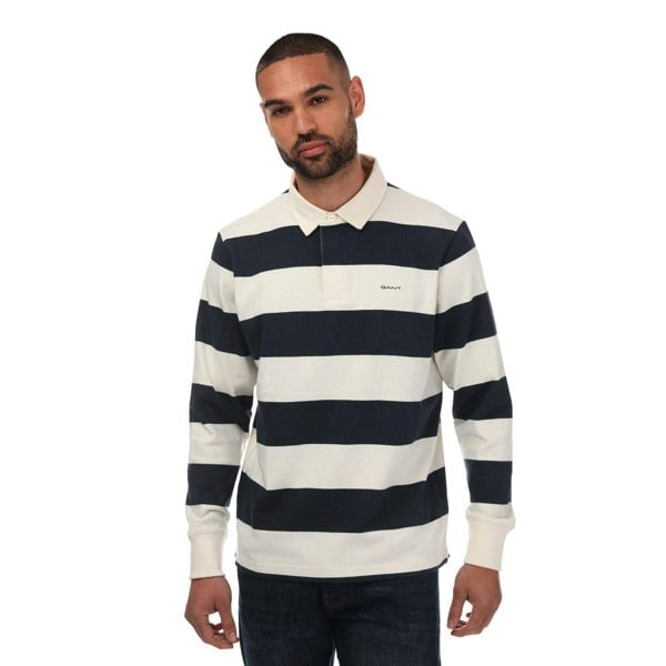 Gant Mens Heavy Rugger Block Stripe Polo Shirt - Blue