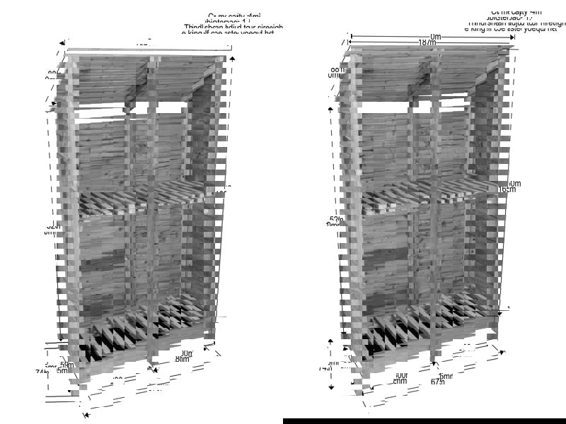 Arbor Garden Solutions Wooden Log Store (Roof Sloping Back) with Shelf W-187cm, H-126cm or 180cm, D-88cm