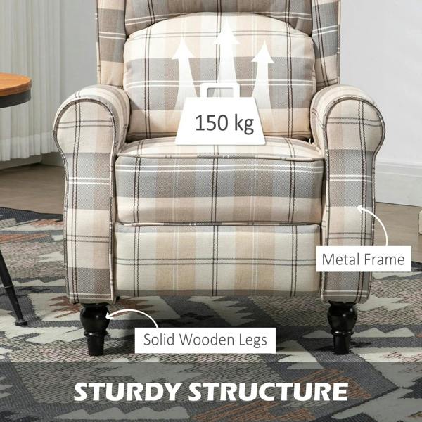 Recliner chair base with solid wooden legs, metal frame, and 150 kg capacity