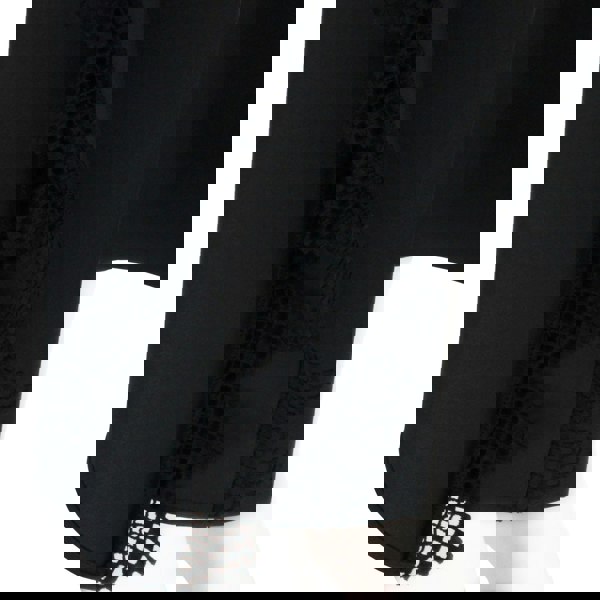 Alexander McQueen black cotton silk wide leg trousers with layering and lace trim detail