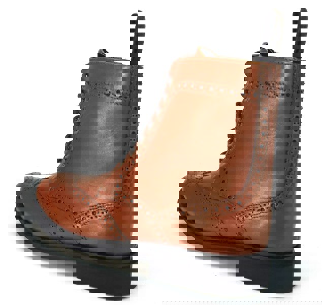 Frank James Benchgrade Cotswold Leather Welted Lace Up Brogue Rubber Sole Dealer Boots