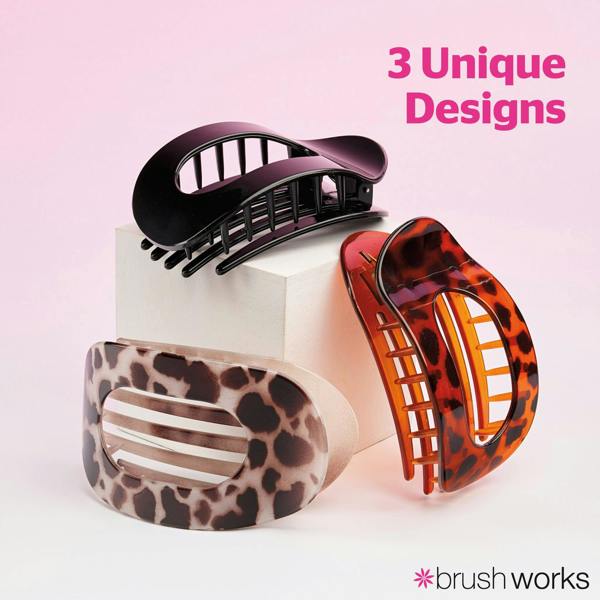 Brushworks Flat Claw Clips - 3 Pack