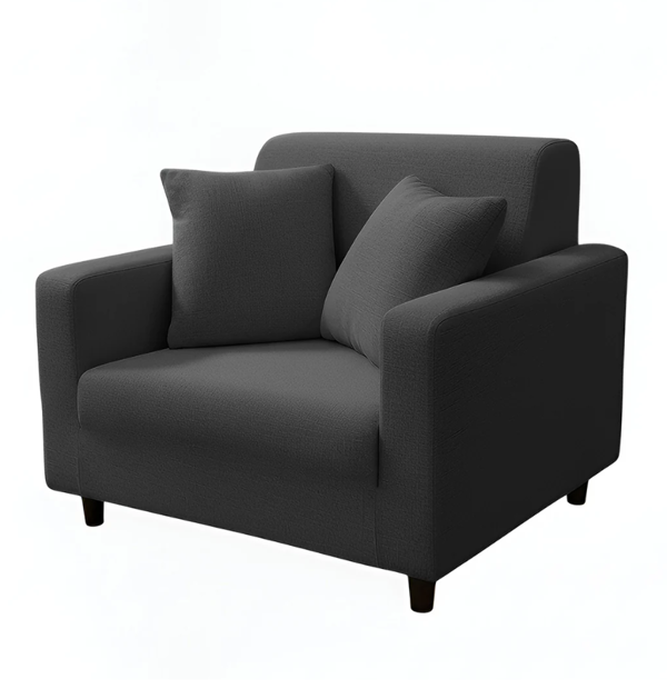 Anyseat 1 Seater Sofa Cover Plain Dark Grey Style and Protection For Living Room Sofa Chair Elastic Stretchable Slipcover